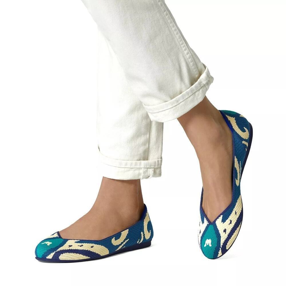 Rothy's The Moroccan Blue Ballet Flat Slip-On Comfortable Size W10 NWOT